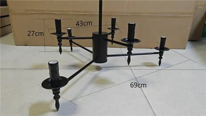 Modern black iron art led pendant chandelier for living room