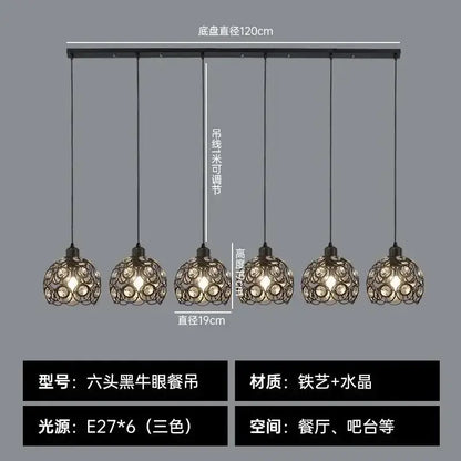Modern black iron cage pendant lamp kitchen island lighting
