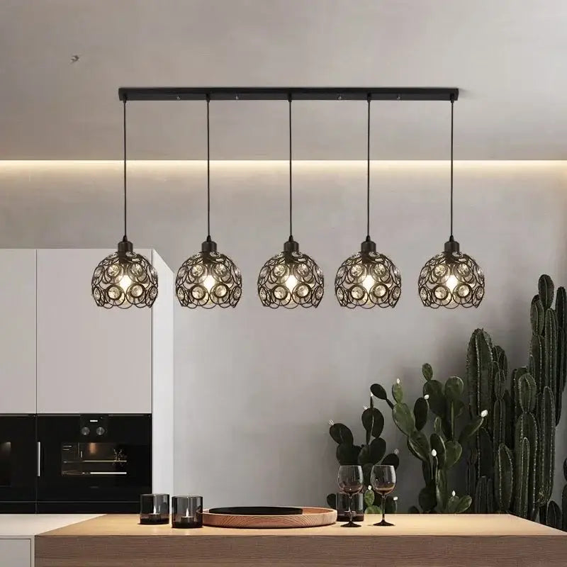 Modern black iron cage pendant lamp kitchen island lighting