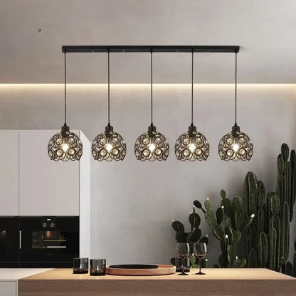 Modern black iron cage pendant lamp kitchen island lighting