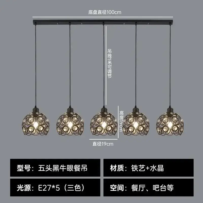 Modern black iron cage pendant lamp kitchen island lighting