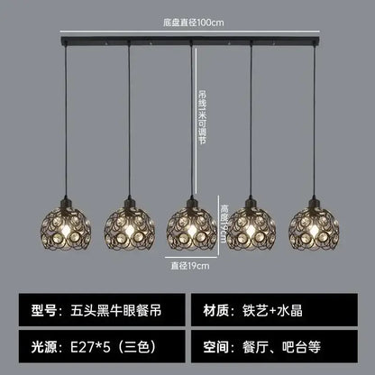 Modern black iron cage pendant lamp kitchen island lighting