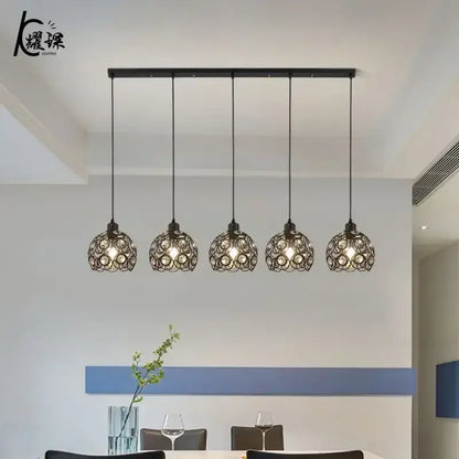 Modern black iron cage pendant lamp kitchen island lighting