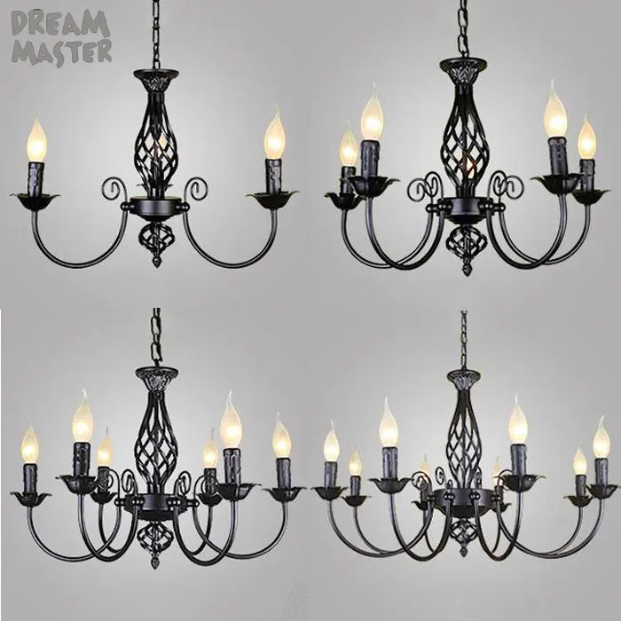 DecorBites™ Modern Black Iron Chandelier for Living Room