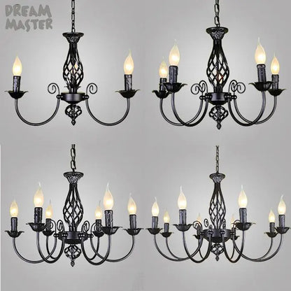 DecorBites™ Modern Black Iron Chandelier for Living Room
