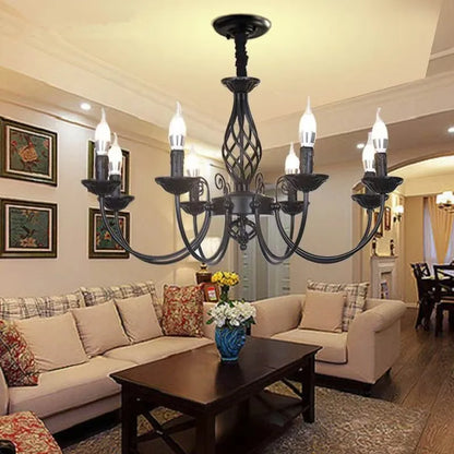 DecorBites™ Modern Black Iron Chandelier for Living Room