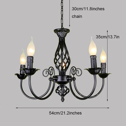 DecorBites™ Modern Black Iron Chandelier for Living Room