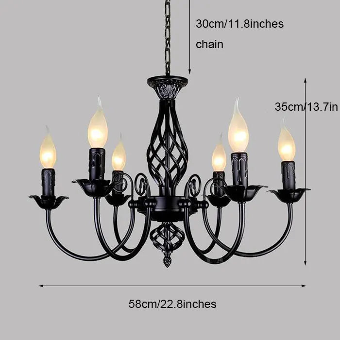 DecorBites™ Modern Black Iron Chandelier for Living Room