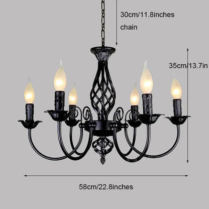 DecorBites™ Modern Black Iron Chandelier for Living Room