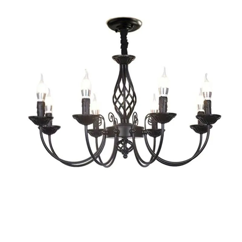 DecorBites™ Modern Black Iron Chandelier for Living Room