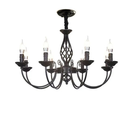 DecorBites™ Modern Black Iron Chandelier for Living Room