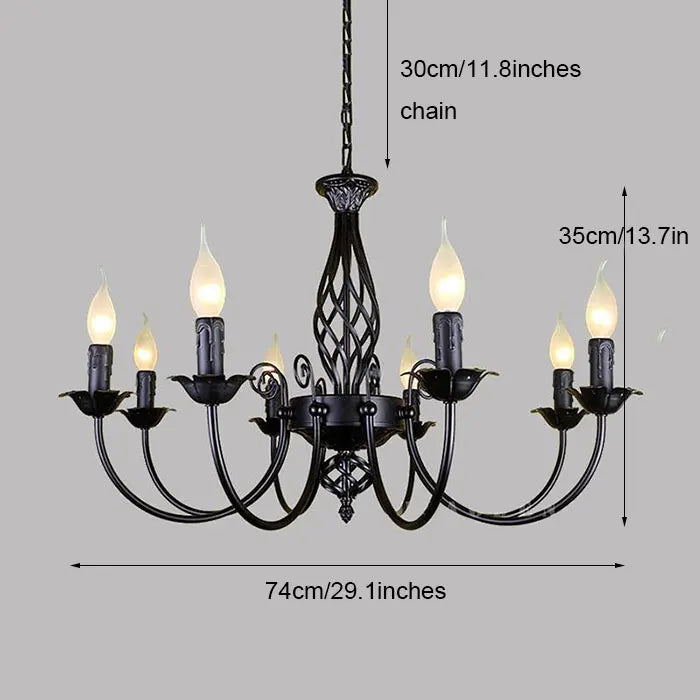 DecorBites™ Modern Black Iron Chandelier for Living Room