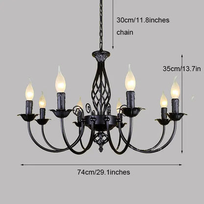 DecorBites™ Modern Black Iron Chandelier for Living Room