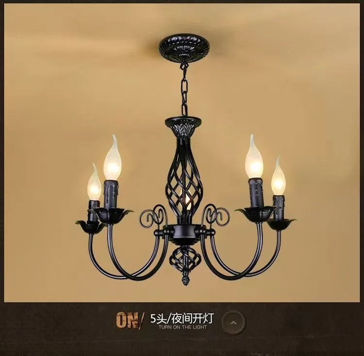 DecorBites™ Modern Black Iron Chandelier for Living Room