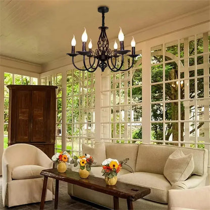DecorBites™ Modern Black Iron Chandelier for Living Room
