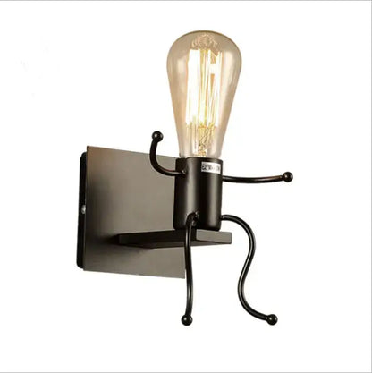 Modern black iron creative led wall sconce bedroom art decor