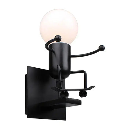 Modern black iron creative led wall sconce bedroom art decor