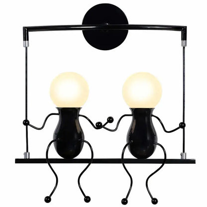 Modern black iron creative led wall sconce bedroom art decor