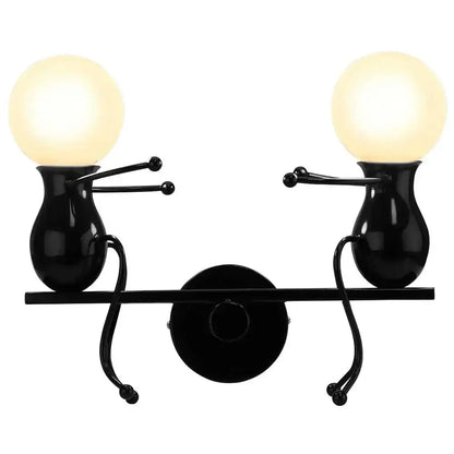 Modern black iron creative led wall sconce bedroom art decor