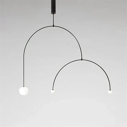 Modern black iron line chandelier with glass bulbs for living room