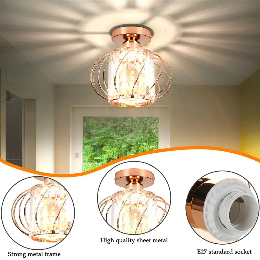 Modern black iron round crystal ceiling chandelier dining room light