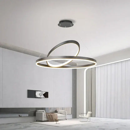 Modern black irregular ceiling chandelier living room led light
