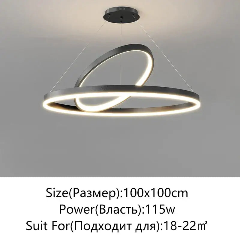 Modern black irregular ceiling chandelier living room led light