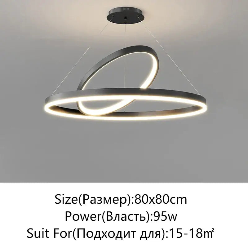 Modern black irregular ceiling chandelier living room led light