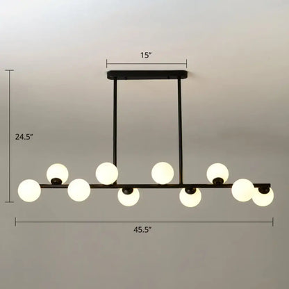 Modern black island ceiling light with frosted globes dining room