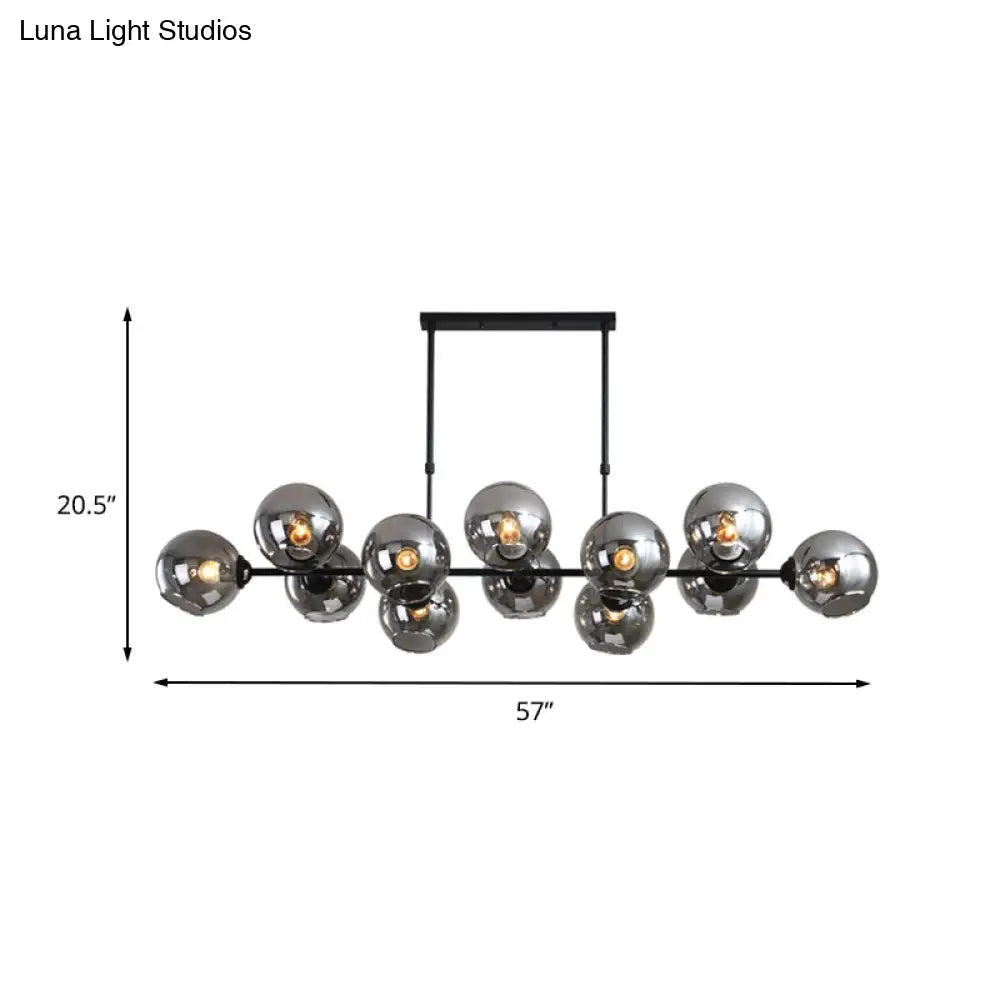 DecorBites™ Modern Black Island Lighting with Smokey-Glass, 8/12 Heads - Stylish Hanging Lamp for Living Room