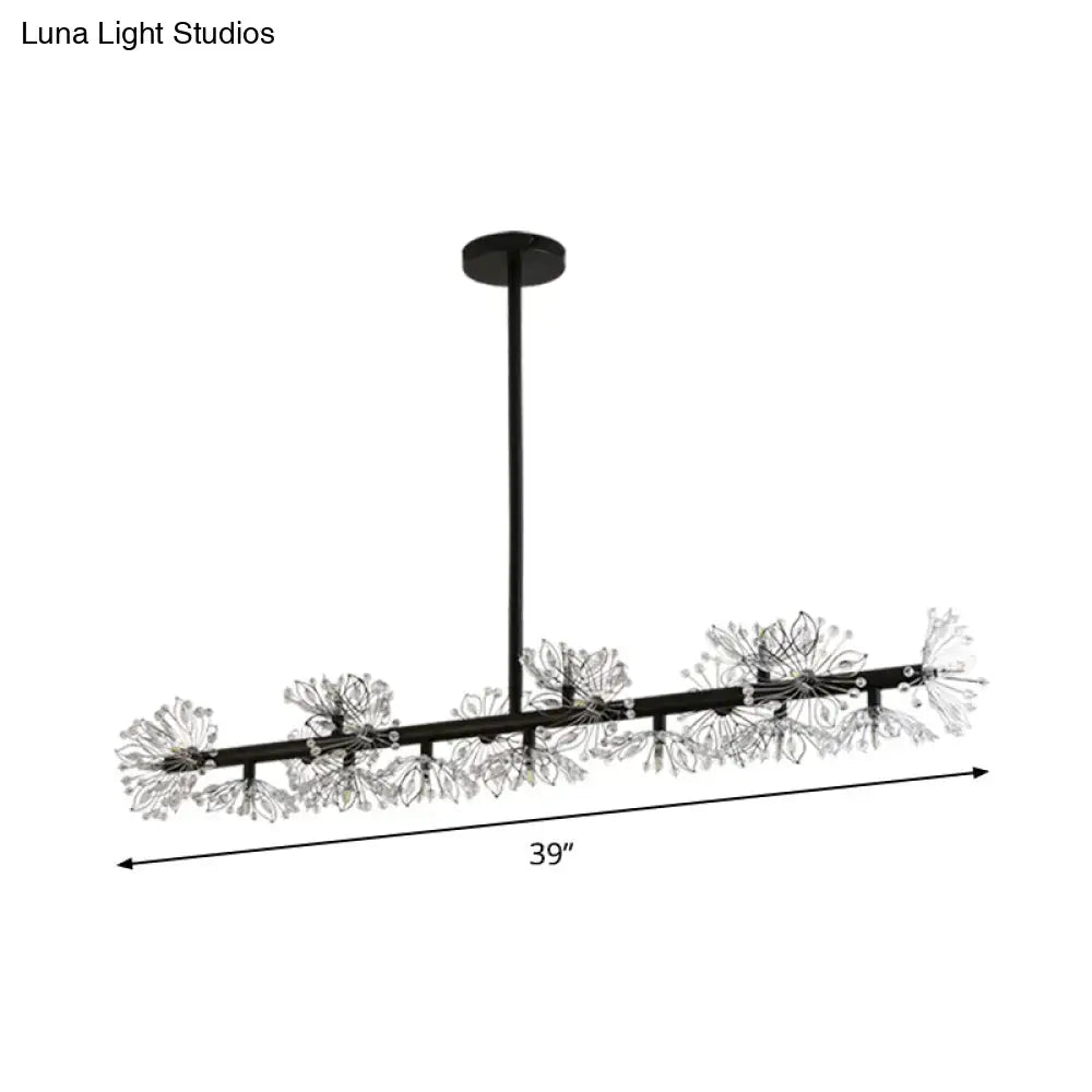 Modern black island pendant light dining room crystal flower decor