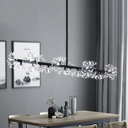 Modern black island pendant light dining room crystal flower decor