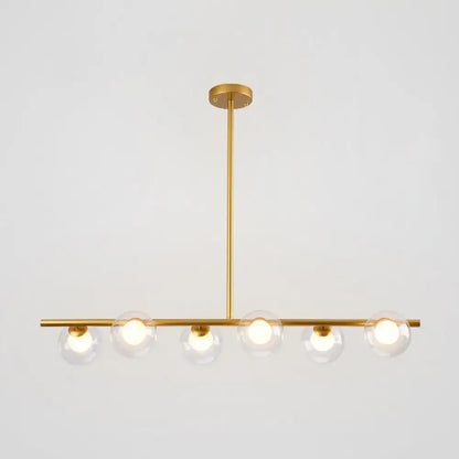 Modern black island pendant with clear glass globes dining room