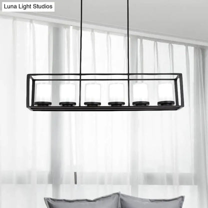 Modern black island pendant with white glass – kitchen lighting