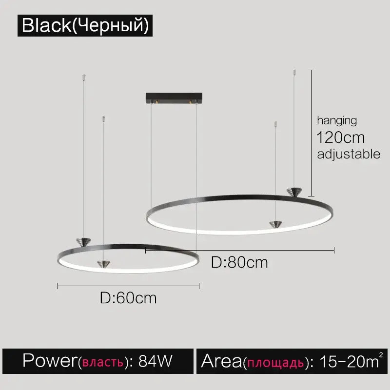 Modern black italian style annular pendant lamp for dining room