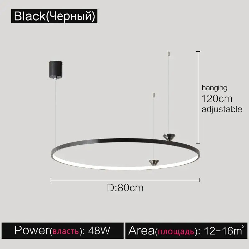 Modern black italian style annular pendant lamp for dining room