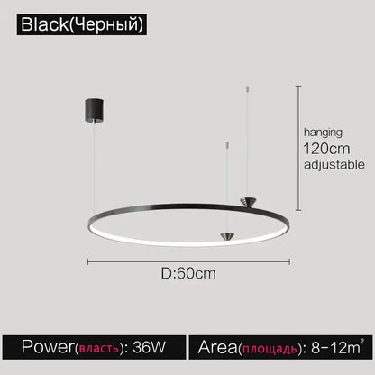 Modern black italian style annular pendant lamp for dining room