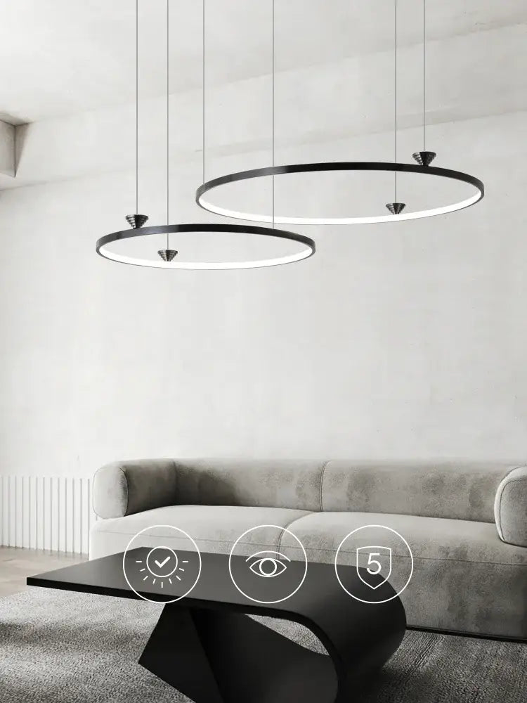 Modern black italian style annular pendant lamp for dining room