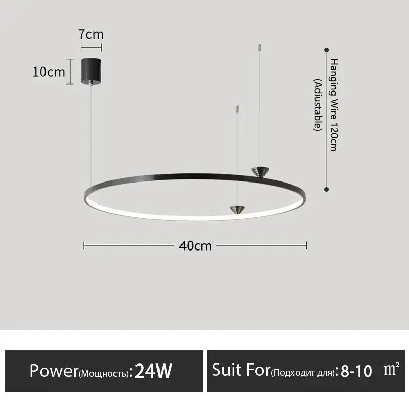 Modern black italian style led pendant light for living room