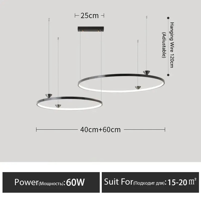 Modern black italian style led pendant light for living room