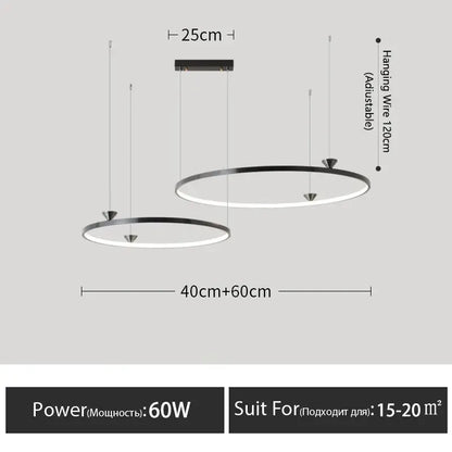 Modern black italian style led pendant light for living room