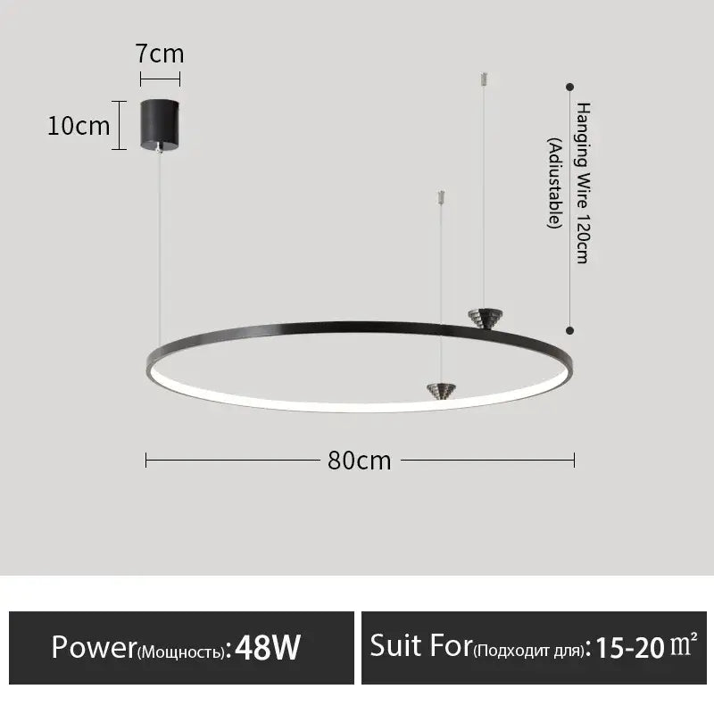 Modern black italian style led pendant light for living room