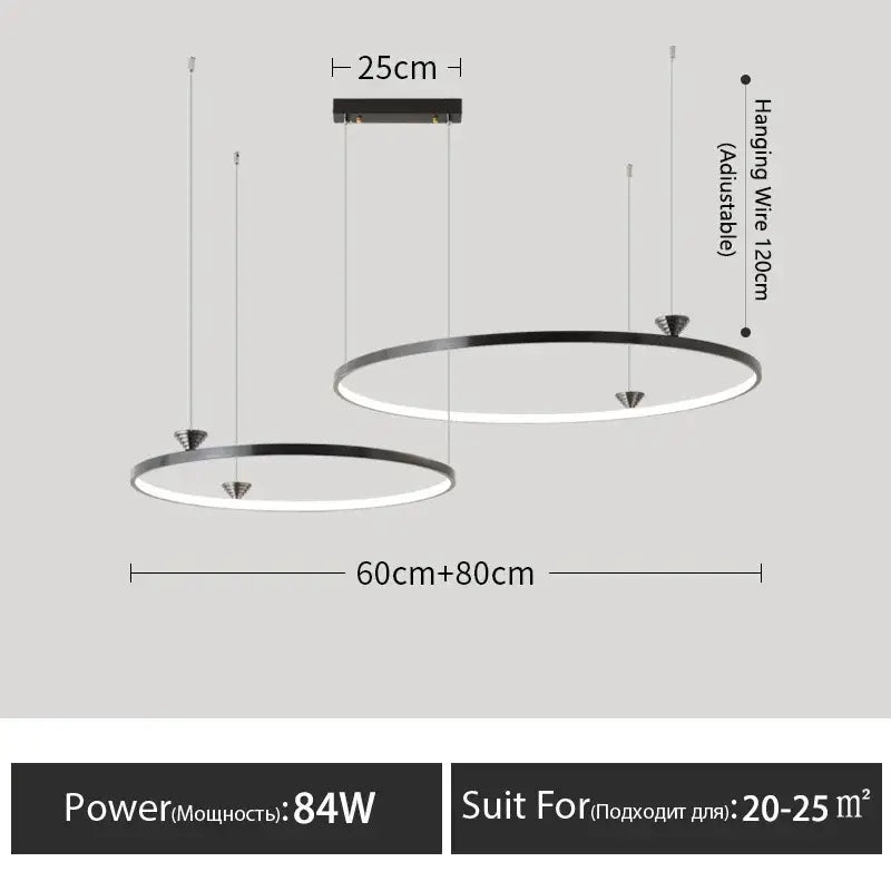 Modern black italian style led pendant light for living room