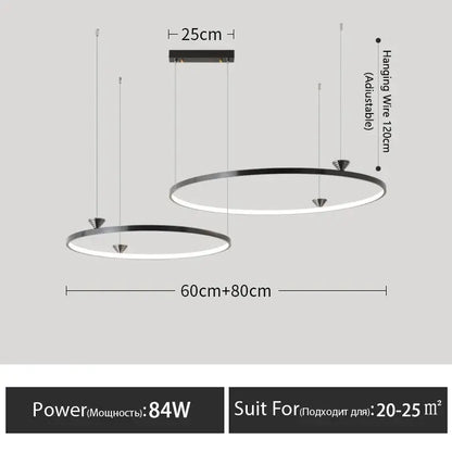 Modern black italian style led pendant light for living room