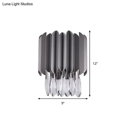 DecorBites™ Modern Black K9 Crystal Teardrop Wall Lighting Fixture - 2 Lights - Bedroom Mount