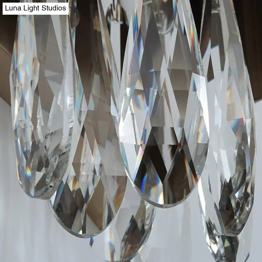 DecorBites™ Modern Black K9 Crystal Teardrop Wall Lighting Fixture - 2 Lights - Bedroom Mount
