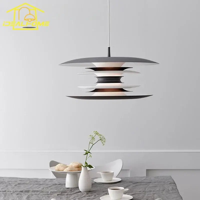 Modern black layered iron art flying pendant light dining room