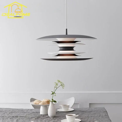 Modern black layered iron art flying pendant light dining room