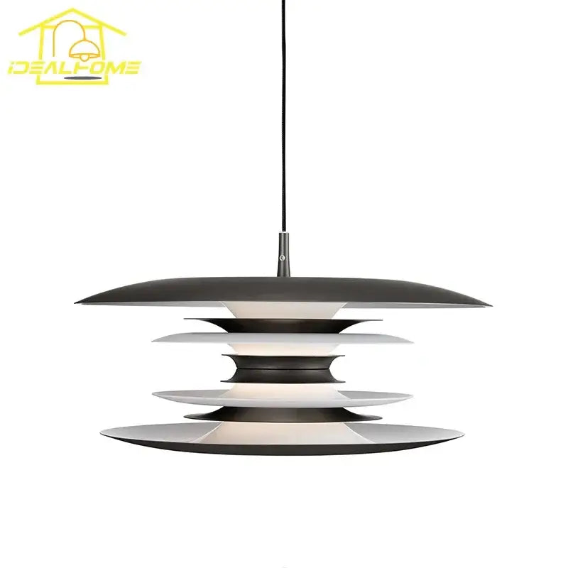 Modern black layered iron art flying pendant light dining room