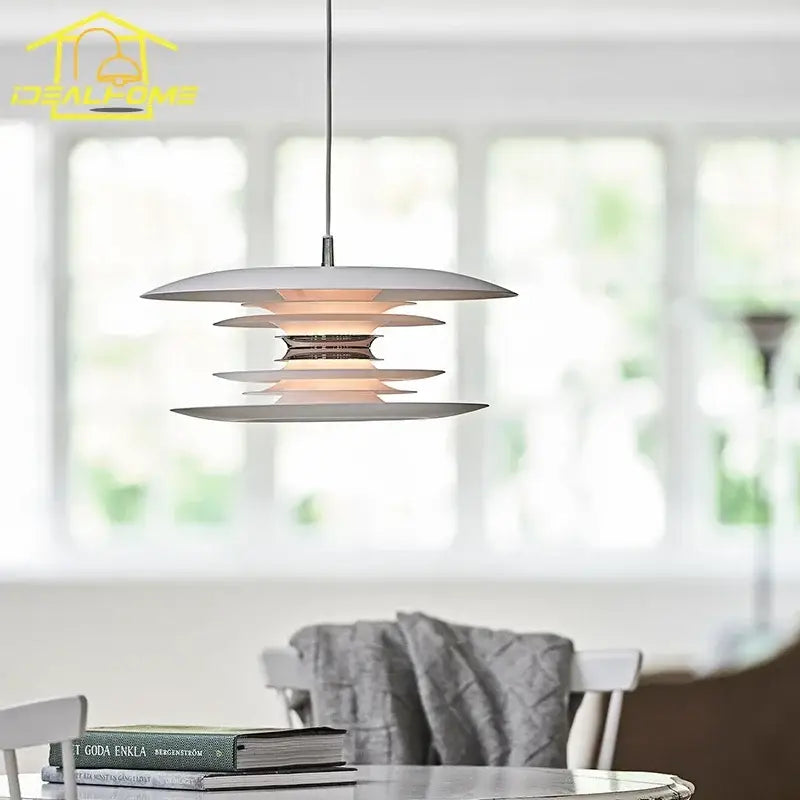 Modern black layered iron art flying pendant light dining room